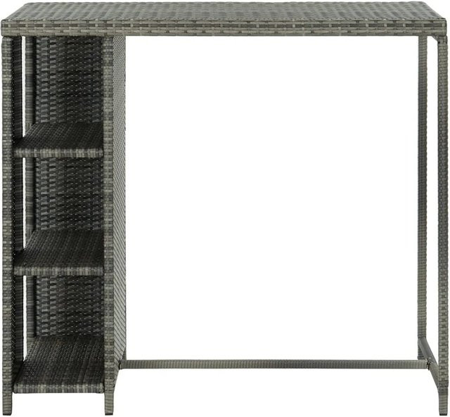 vidaXL Bartisch mit Regal aus Poly Rattan und Stahl, Grau, B/T/H: 120 x 60 x 110 cm - Bild 1