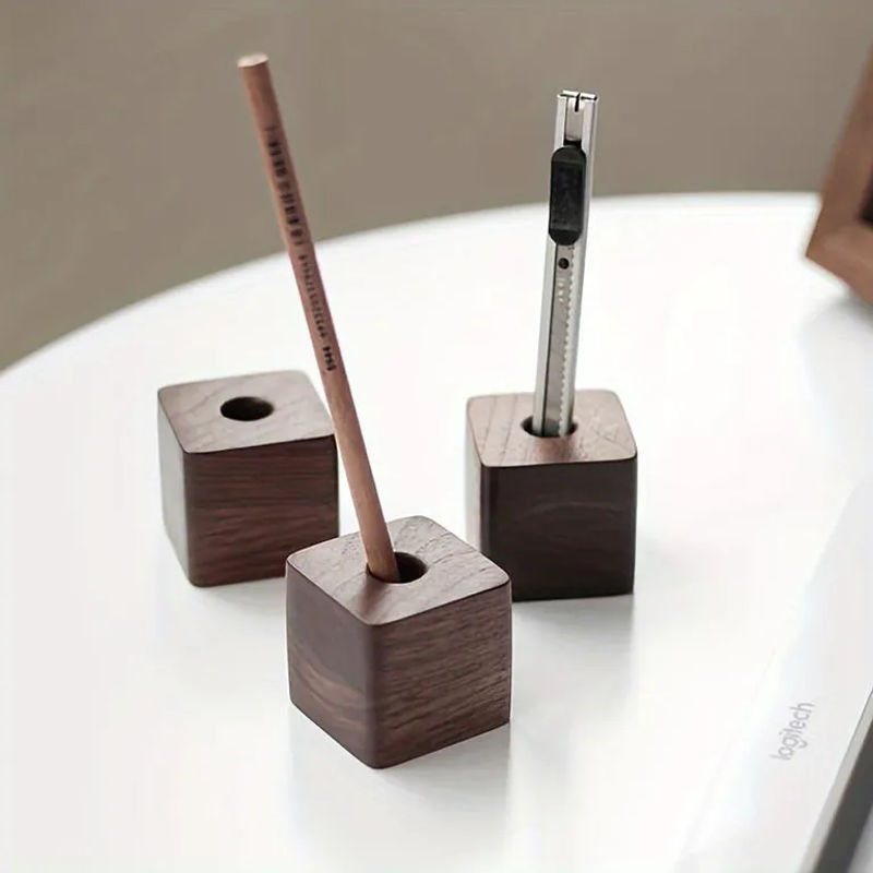 SZ-Damai Wandmontierter Stifthalter aus Massivholz in Nussbaum Braun im Skandinavischen Design - Bild 6