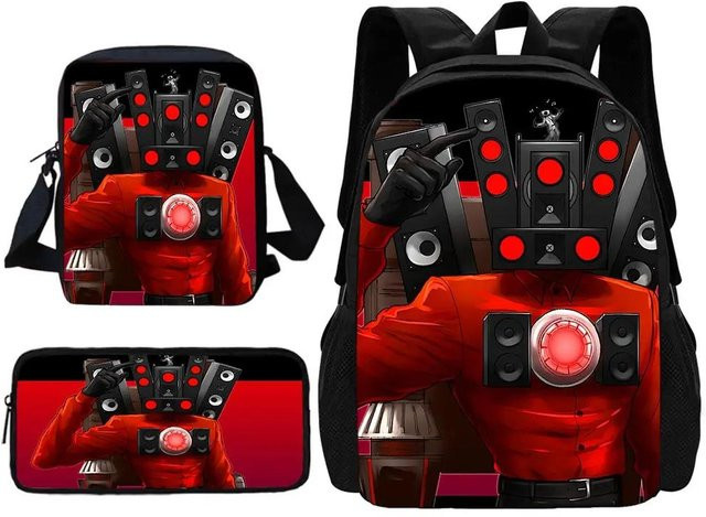 TITAN SPEAKER MAN Kind Schulrucksack Set mit Umhängetasche und Federmäppchen in Multicolour von Fancy Style Studio - Bild 1