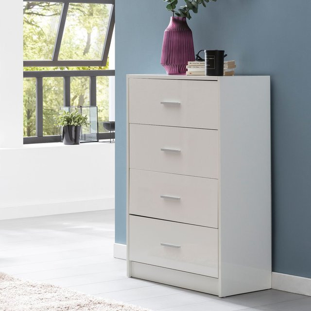 Finebuy Schubladenkommode mit 4 Schubladen in Weiß, modernes Design, B: 60 cm, H: 90 cm, T: 30 cm - Bild 1