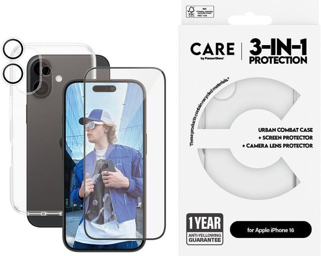 PanzerGlass CARE by Flagship 3-in-1 Set für iPhone 16 in Transparent - Bild 1
