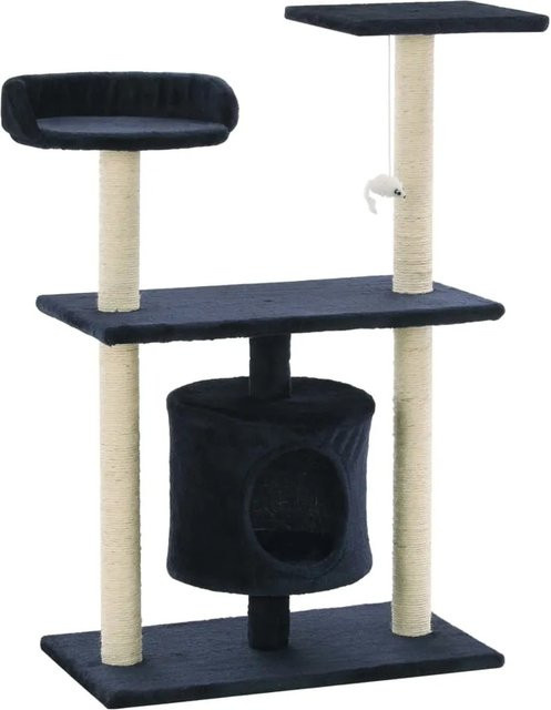 vidaXL Katzen-Kratzbaum mit Höhle und integriertem Spielzeug in Dunkelblau, Höhe: 95 cm - Bild 1