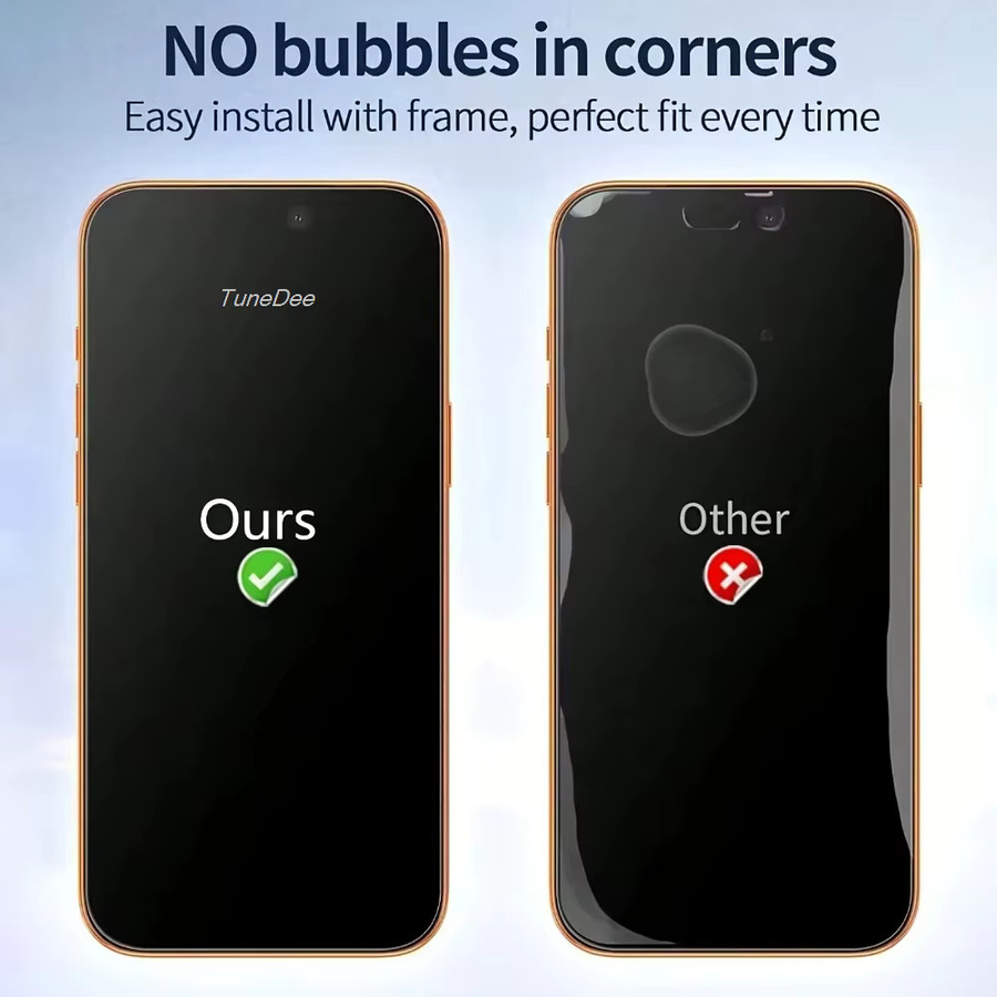 TUNEDEE Matte Displayschutzfolie aus gehärtetem Glas für iPhone 18 17 16 15 14 13 12 11 Pro Max Air Plus XR XS Max SE 9H Härtegrad - Bild 5