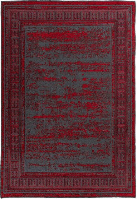 Kayoom Flachgewebeteppich Kalea 325 in Rot mit Relief-Design und Used-Look, B/H/L: 120 x 0,8 x 170 cm - Bild 1