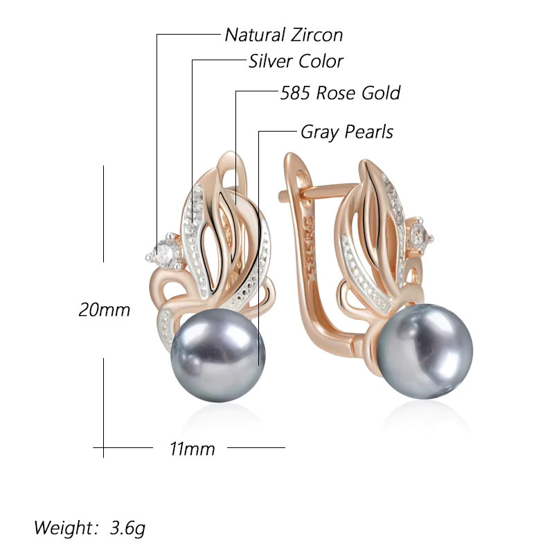 Kinel Tropfenohrringe, 585 Gold, Roségold, Zirkonia, Perle, Damen - Bild 2