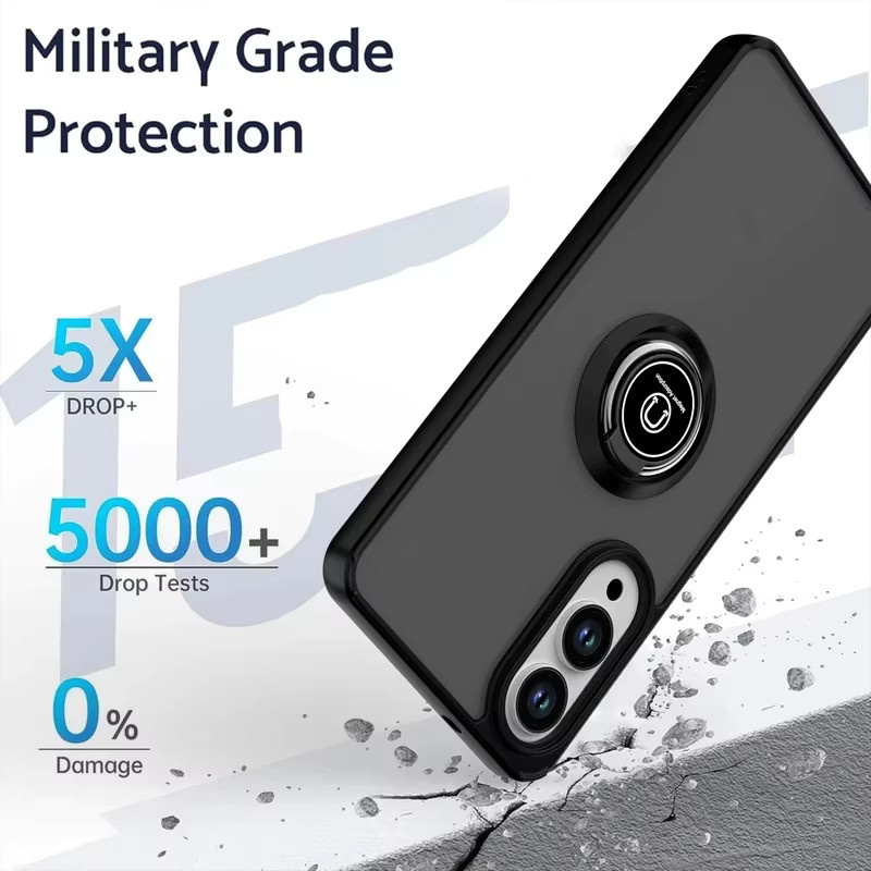 Stoßfeste Armor-Matte-Hülle für Samsung Galaxy mit magnetischem Ringständer in Schwarz - Bild 3