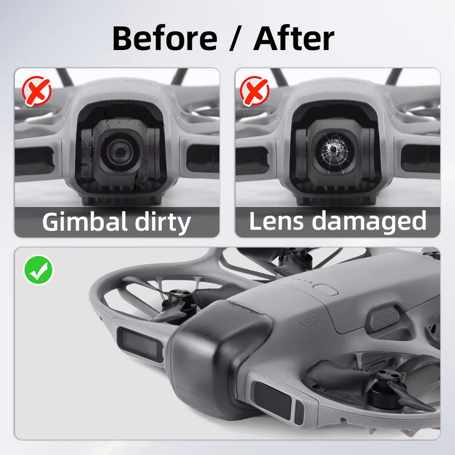 BRDRC Objektivdeckel für DJI Neo 2 Drohne als schützende Gimbal-Abdeckung und Kameraschutz mit Propellerhalterung - Bild 5