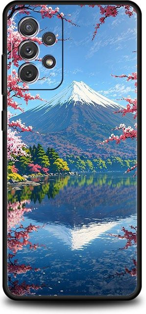 Handyhülle Japan Mount Fuji Kirschblüte für Samsung Galaxy A-Serie A03S A05 A13 A15 A21S A23 A25 A31 A32 5G A33 A35 A41 A51 A53 A55 A71 A73 5G Cover Multicolour Black - Bild 1