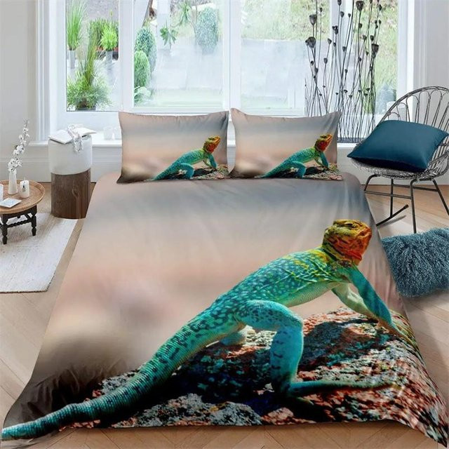 Lodestar Bettwäsche Set mit Echsen und floralem Design, Lila/Mehrfarbig, 3-teilig, B/H: 260 x 240 cm - Bild 1