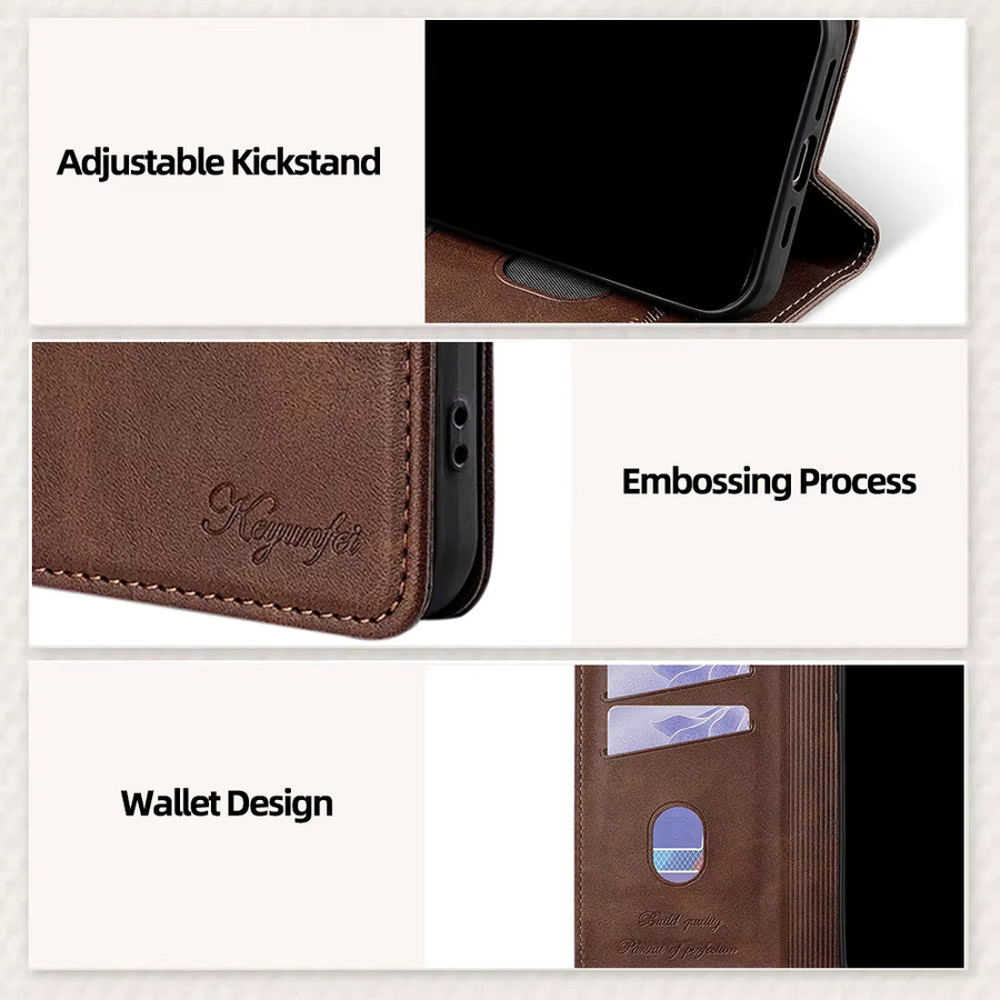 Magnetische Leder Flip Case Schutzhülle für Realme C67 C65 C63 C61 C55 C53 C51 C25Y C21Y in Rot - Bild 2