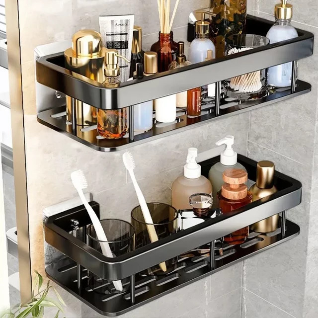 Trebalena Wandregal aus Aluminium für das Badezimmer, modern und matt, in Silber oder Schwarz - Bild 1