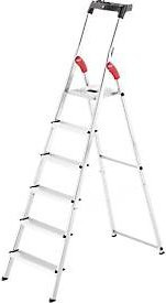 Hailo L60 StandardLine Alu-Stehleiter mit 6 Stufen, Silber, inklusive Multifunktionsschale und Gelenkschutz, Belastbarkeit bis 150 kg - Bild 1