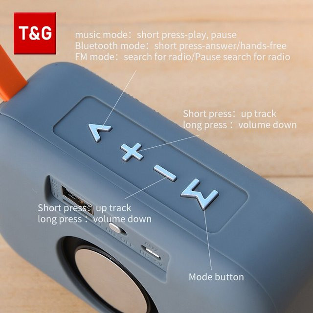 T&G Tragbarer Mini Bluetooth 5.0 Lautsprecher mit FM Radio und TF-Kartenslot, Wasserdicht, Schwarz - Bild 1