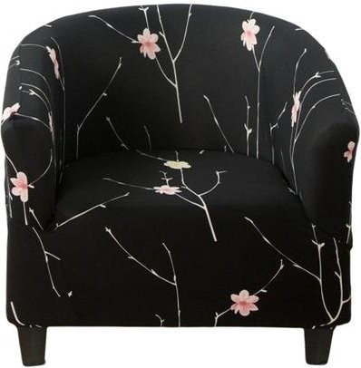 S-EMIGA Club-Stuhl-Schonbezug für Sessel mit Grafikdesign in Schwarz, elastischer Möbelschutz aus Polyester und Elasthan - Bild 1