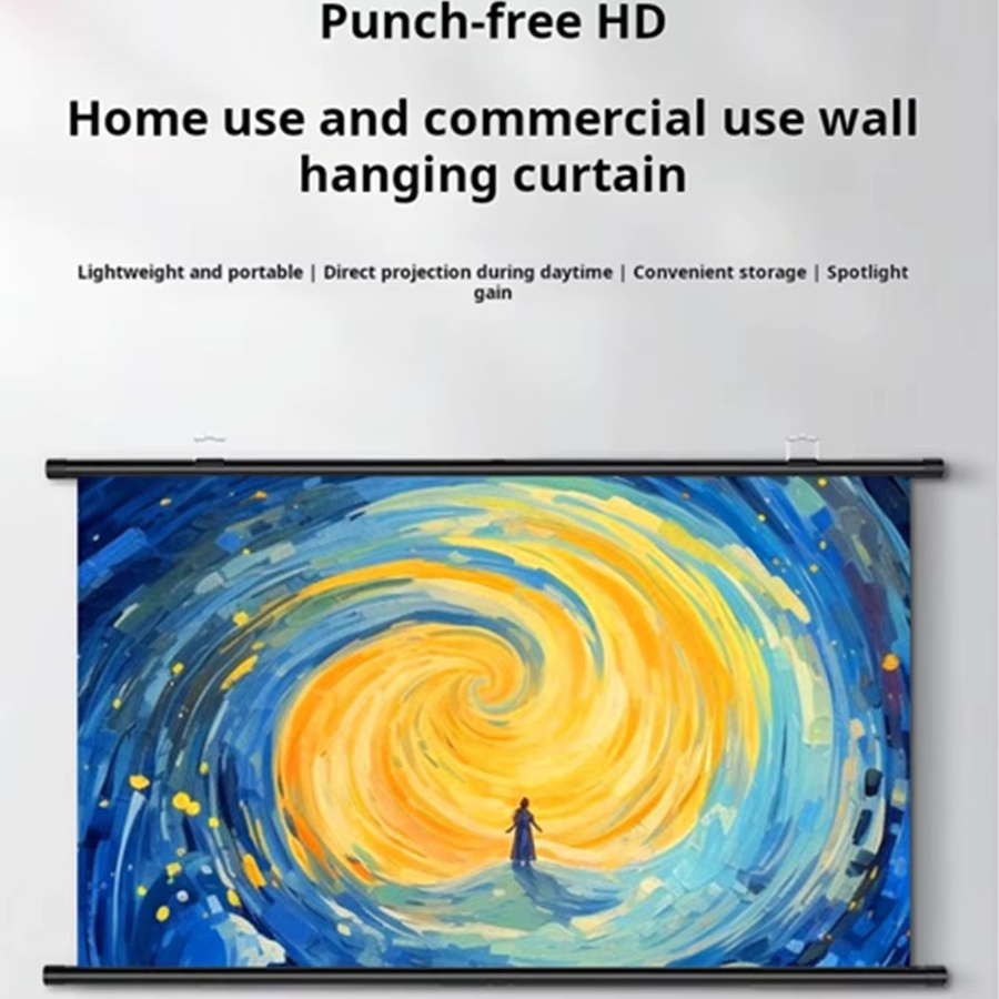XIAOHUI Projektionsleinwand 120 Zoll 16:9 Anti-Licht Wandmontage Farbe Weiß - Bild 2