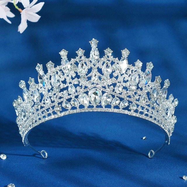 DIEZI Tiara Krone, Blau, Kristall, Silber, Damen - Bild 1