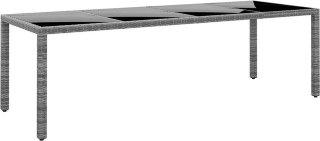 Furnicato Gartentisch aus Poly Rattan und Hartglas in Grau, B/T/H: 250 x 100 x 75 cm - Bild 1
