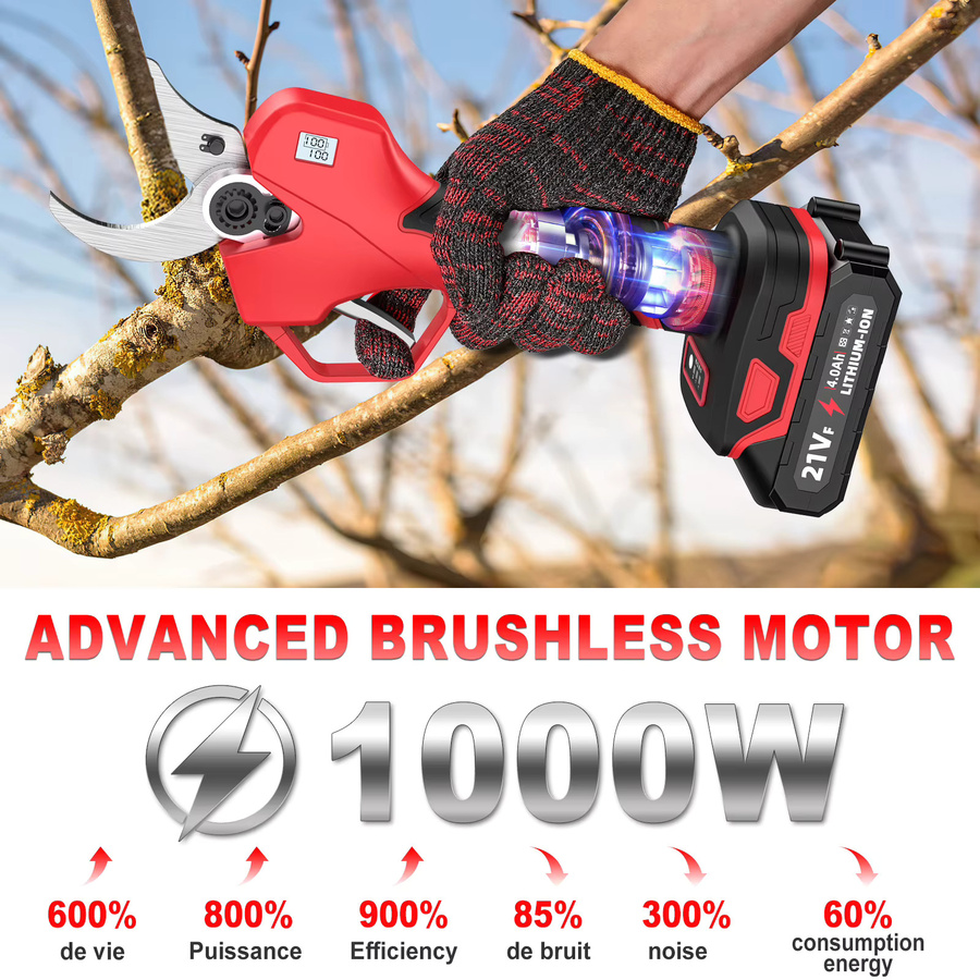 Kabellose elektrische Gartenschere für Makita LXT Akkus in Rot mit bürstenlosem Motor für Obst und Bonsai - Bild 2