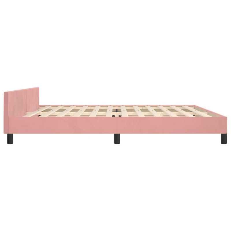 vidaXL Bettgestell mit Kopfteil aus Samt in Rosa, B/T: 200 x 200 cm - Bild 2