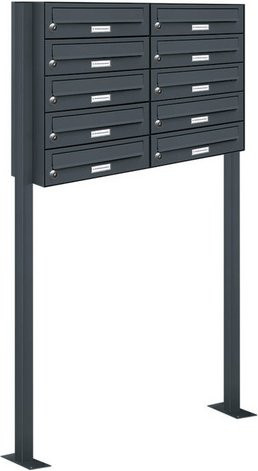 AL Briefkastensystem für 10 Parteien, freistehend, grau, B/H/T: 84,6 x 150 x 27,5 cm - Bild 1