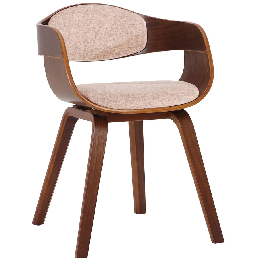 DELUKE Besucherstuhl LONDON Konferenzstuhl mit Holzgestell in Walnuss und Creme/Beige, H: 73 cm, B: 49 cm, T: 46 cm - Bild 2
