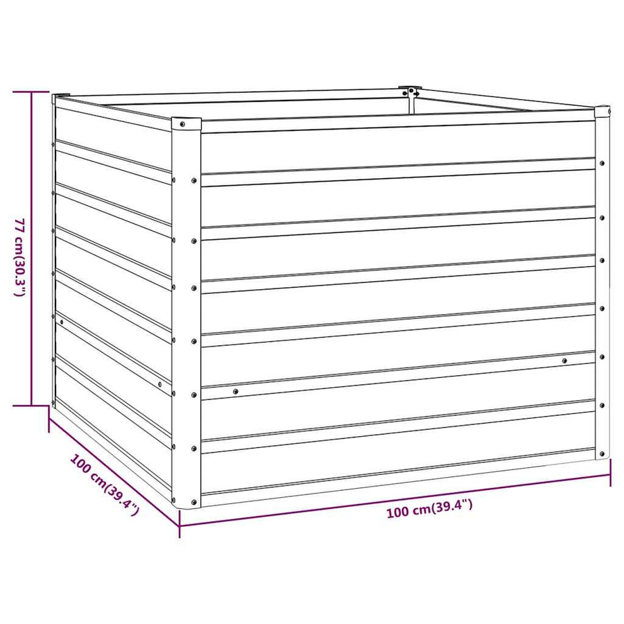 vidaXL Hochbeet aus Cortenstahl in Braun, B/T/H: 100 x 100 x 77 cm - Bild 2