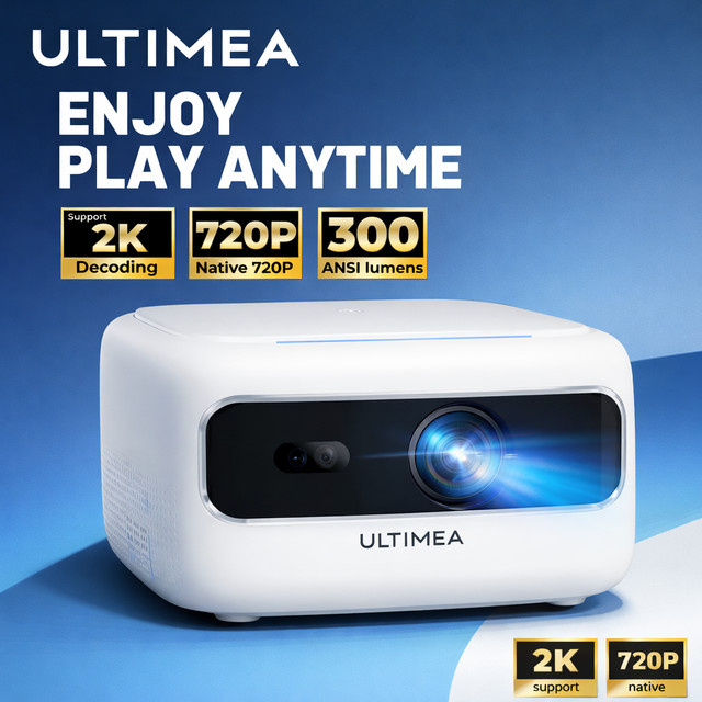 ULTIMEA Apollo P10 Mini Beamer in Weiß mit 1080P Full HD und 2K Decodierung sowie elektrischem Fokus als tragbarer Heimkino-Projektor - Bild 1