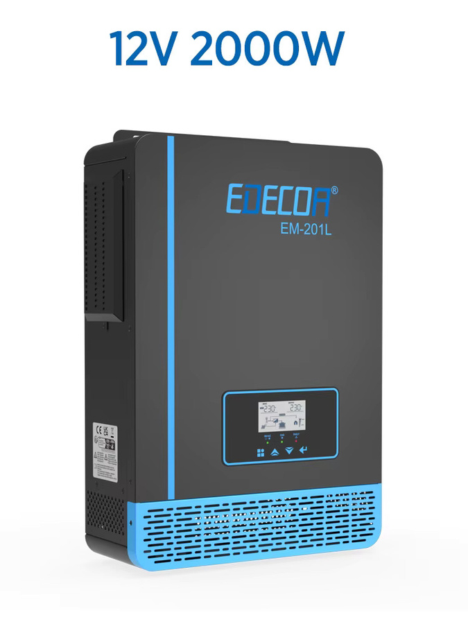 EDECOA Solar-Hybrid-Wechselrichter 2000 W mit MPPT 60 A Solarladegerät, reiner Sinus, 12 V auf 220 V/230 V, PV 20 V-150 V - Bild 4