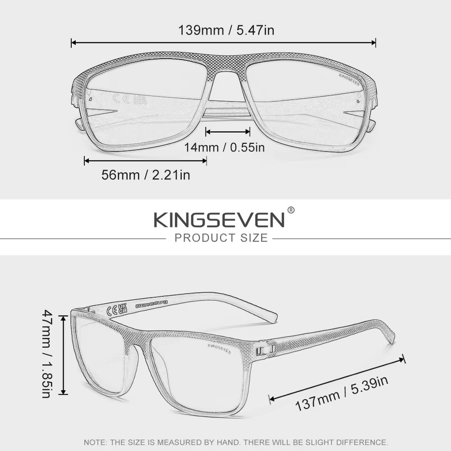 KINGSEVEN Sonnenbrille, Rechteckig, Vollrand, TR90, polarisiert, Unisex - Bild 2