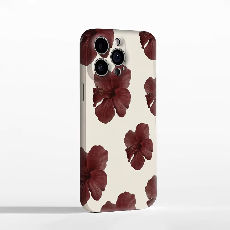 Handyhülle Burgundy Hibiscus Blooms für iPhone 17 16 15 14 13 12 Pro Max Plus mit doppelschichtiger Rückseite in Rot und Multicolour - Bild 3