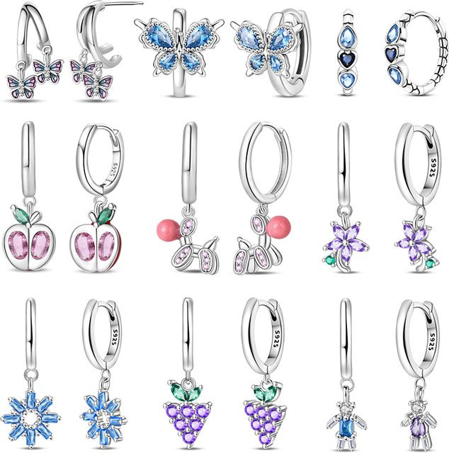 Pandach Creolen 925 Silber, Zirkon, Blumenmotiv, Damen - Bild 1
