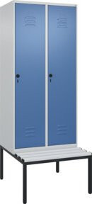 C+P Spind Classic PLUS Garderobenschrank mit Sitzbank, 2 Abteile, Lichtgrau, B/T/H: 212,0 x 80,0 x 81,5 cm - Bild 1