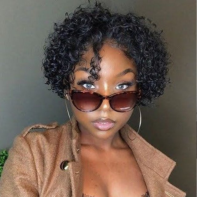 Lolely Dream Afro Perücke, kurze Locken mit Pony, Brasilianisches Remy Haar, Damen - Bild 1