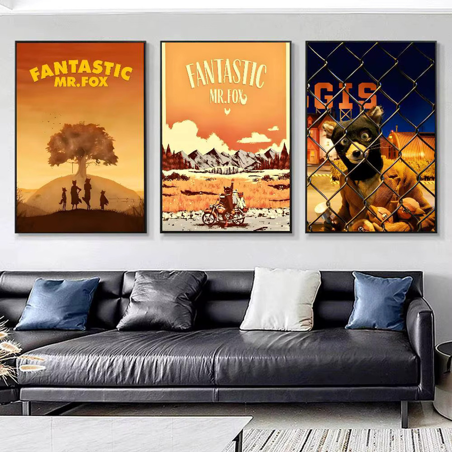 Vintage Anime-Film-Poster The Fantastic Mr. Fox als Wandkunst aus Papier, B/H: 15 x 15 cm - Bild 2