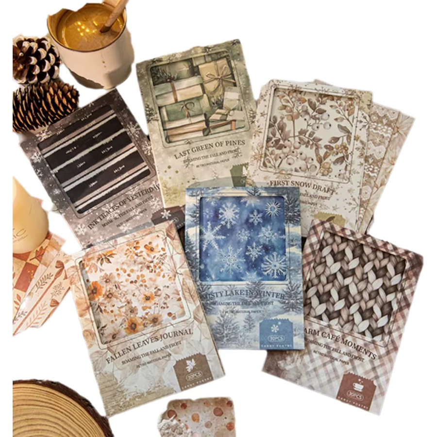 Mr. Paper Kraftpapier Bastelpapier Wanderlust Series Herbst-Winter 3er-Pack für Scrapbooking und Collage in Braun und Multicolour - Bild 4