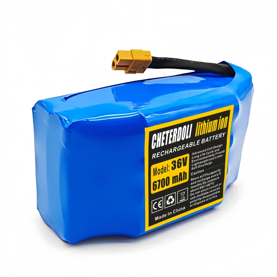Aleaivy Hochleistungs-Li-Ionen-Akku 36V 6700mAh für selbstbalancierende Einräder, 10S2P, Blau - Bild 6