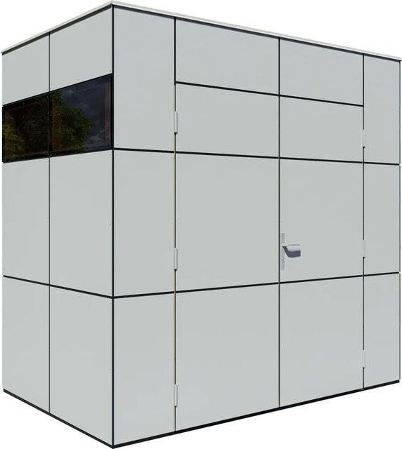 Bertilo Gartenhaus HPL Mini in Hellgrau mit Flachdach und modernem Design, B: 231 cm, T: 152 cm, H: 230 cm - Bild 1