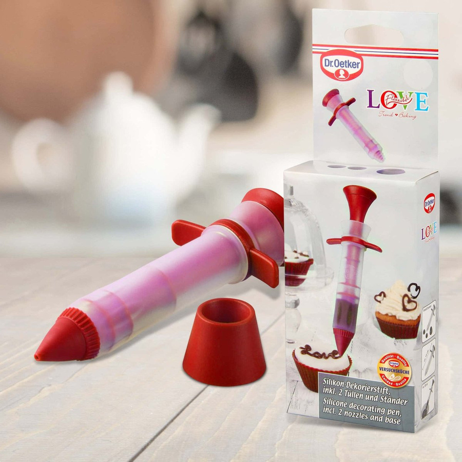 Dr. Oetker Dekorierstift Flexxibel Love aus Silikon mit 2 Tüllen und Ständer, spülmaschinenfest - Bild 2