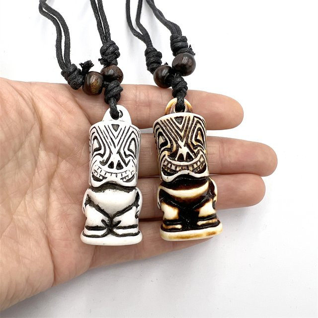 weyena Halskette, Tiki-Totem, Keramik, Weiß, Unisex - Bild 1