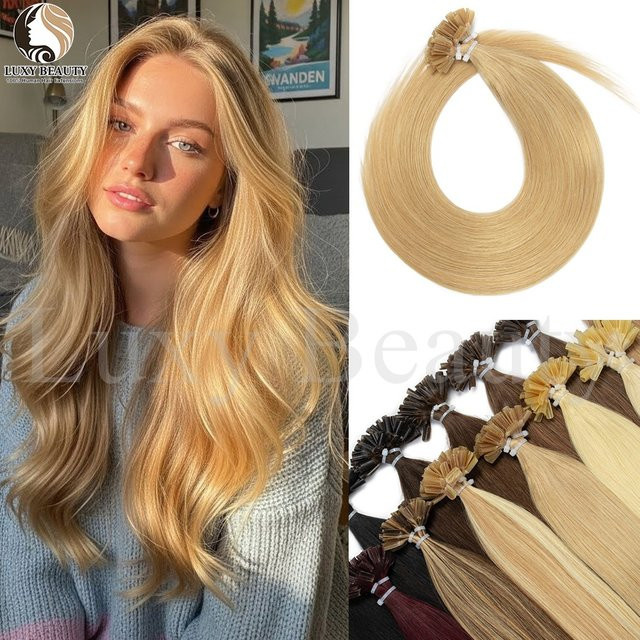 Luxy Beauty Echthaar-Extensions U-Tip Keratin, Honigblond, 50 Stück - Bild 1