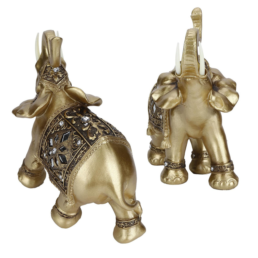 CosyHome Elefantenstatue aus Harz in Gold als Feng Shui Ornament für dein Zuhause, Höhe: 28,5 cm, Breite: 24,0 cm, Tiefe: 10,0 cm - Bild 3