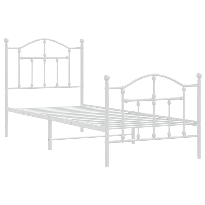 Vidaxl Metall-Bettgestell mit Kopfteil und Fußteil in Weiß, B/L: 90 x 190 cm - Bild 2