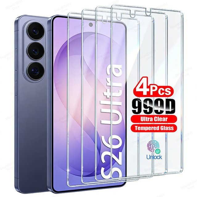 4er-Pack Samsung S26 Ultra und S26 Sichtschutz Panzerglas mit HD-Display und oleophober Beschichtung, transparent - Bild 1