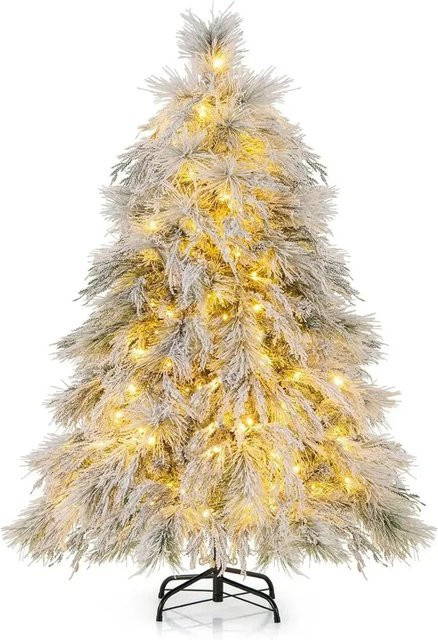 Costway Künstlicher Weihnachtsbaum in Grün mit warmweißer LED-Beleuchtung, Höhe: 146 cm - Bild 1
