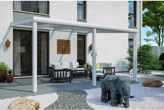 Skan Holz Terrassenüberdachung Garda aus Aluminium in Weiß mit Polycarbonat-Dach, B/T: 434 x 307 cm - Bild 1