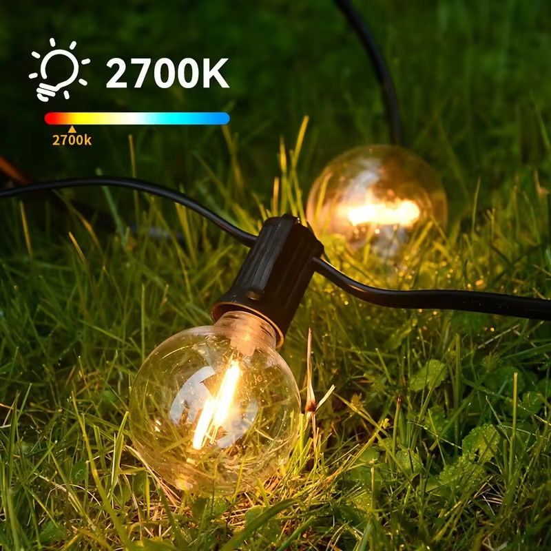 Arbrac Outdoor Garten Lichterkette mit G40 LED Bruchsicheren Glühbirnen, Warmweiß, IP44 Wasserdicht, Transparent - Bild 3