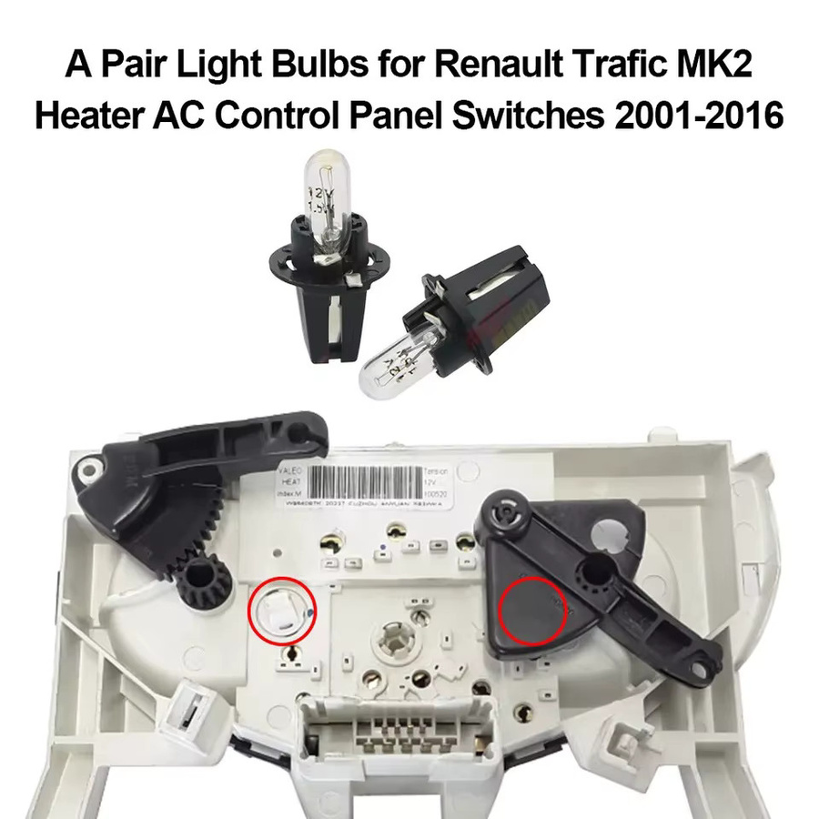 VIVI.OBD-CLUB Glühbirnen Set für Renault Trafic MK2 Heizung und AC-Bedienfeld Schalter 7116-0209 transparent - Bild 2