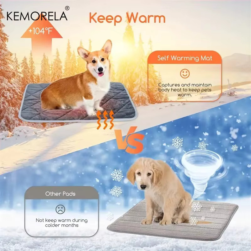 KEMORELA Winter-Haustierbett für Hunde und Katzen, grau, rutschfest und mit abnehmbarem Bezug - Bild 5