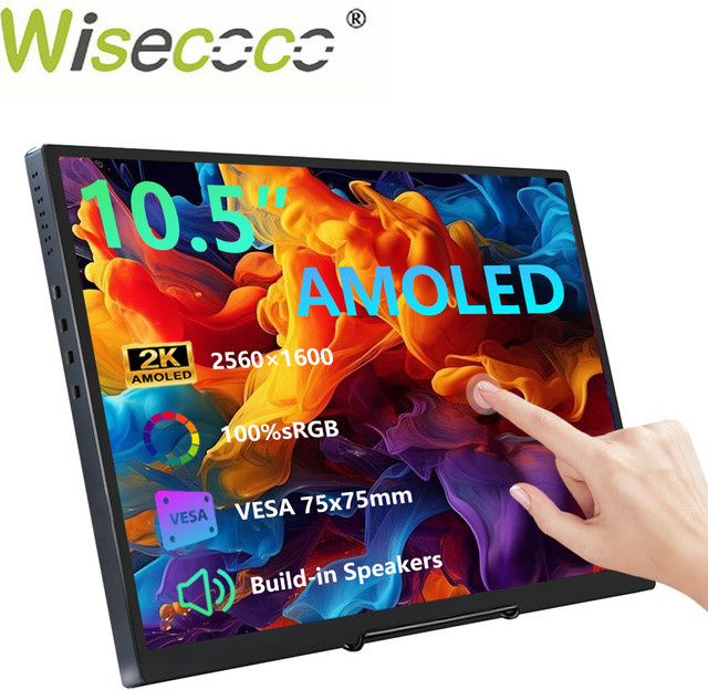 Wisecoco AMOLED Tragbarer Monitor 10,5 Zoll mit Touchscreen in Schwarz, 2,5K Auflösung 2560x1600 für Laptop, PC, Raspberry Pi und Konsolen - Bild 1