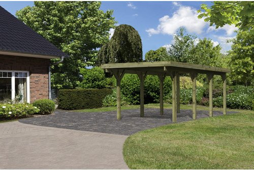 Einzelcarport Karibu Classic 2 Variante A mit PVCDach in Natur-Grün, B/T: 273 x 586 cm - Bild 1
